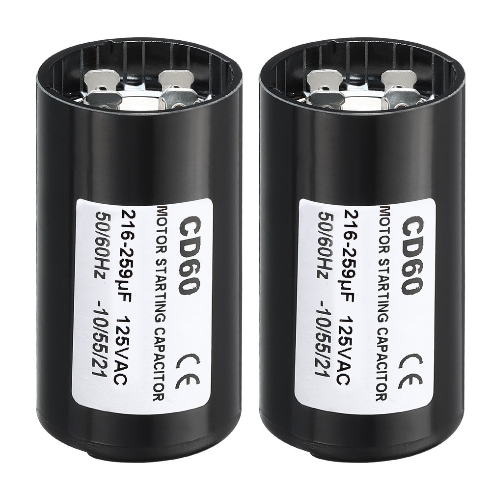 Motor Start Capacitor, 2 Pack 216-259uF/Mfd 125V 50/60Hz CD60 Run Capacitor