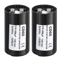 Motor Start Capacitor, 2 Pack 216-259uF/Mfd 125V 50/60Hz CD60 Run Capacitor
