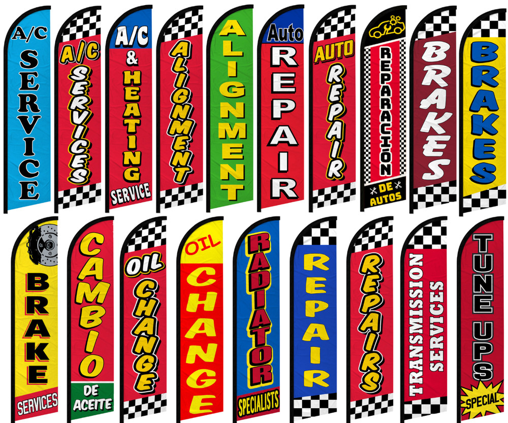 Mechanic Windless Swooper Full Curve Flag Automotive Mechanic Services