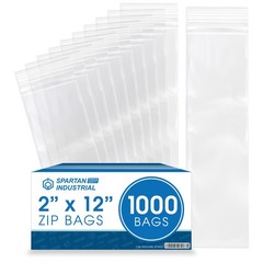 – 2” X 12” (1000 Count) 2 Mil Clear Reclosable Zip Plastic Poly Bags with Res…
