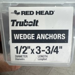 Red Head Trubolt 12017 Wedge Anchors, 1/2” x 3-3/4″ (10-Pack) HD Concrete Use