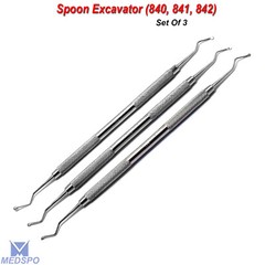 Dental Restorative Spoon Excavator Set of 3 Double Ended Surgical Instruments CE