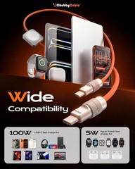 Solo-Flex 2-in-1 USB-C Cable with Apple Watch Charger, Built-in 5W Magnetic C…