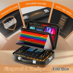 Fireproof Document Box with Lock, 5200°F Fireproof Water Resistant Hard Case …