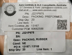 AERO CONTROLS J221P975 PREFORMED RUBBER PACKING 259700 – PACK OF 20PCS