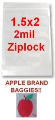 1000 APPLE BRAND 1520 1.5×2.0 2mil CLEAR ZIPLOCK BAGS 1,000 baggies 1.5″x2.0″