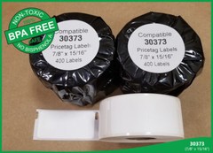 30373 Price Tag Rat Tail Style Labels 400 White Blank Thermal Adhesive BPA Free
