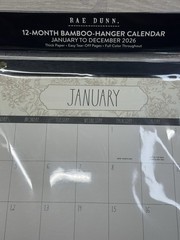 2026 Bamboo Hanger Calendar RAE DUNN 12 Months Brown Flowers Design LARGE