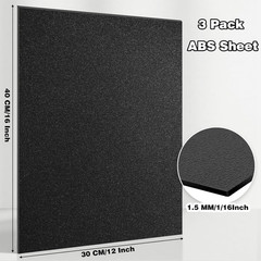 Black ABS Plastic Sheet 12″X16″X1/16 (1.5Mm) 3-Pack, Rigid Thermoplastic Board w