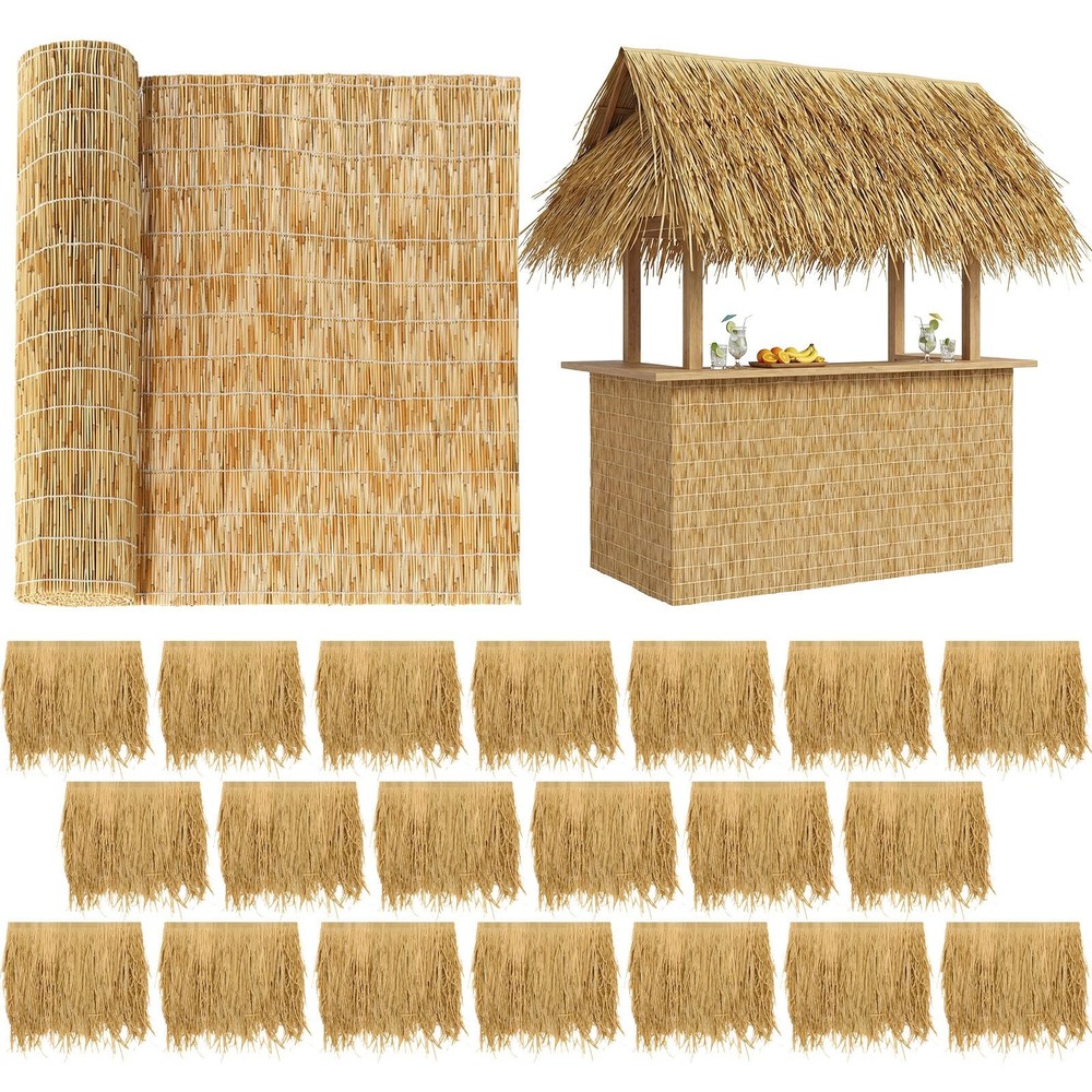 Novabright 20 Pcs 20” x 18.5” Artificial Straw Roof Thatch Rolls and Brown