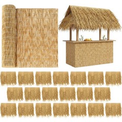 Novabright 20 Pcs 20” x 18.5” Artificial Straw Roof Thatch Rolls and Brown