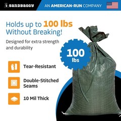 Sandbaggy 300 Green Empty Sandbags For Sale 14×26 Sandbag Sand Bags Bag Poly