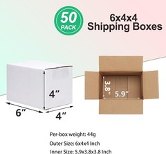 6x4x4 Shipping Boxes 50 Pack, White Cardboard Boxes Kraft Corrugated Mailer B…