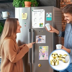 FINDMAG 16 Pack Fridge Magnets Gold Strong Neodymium Rare Earth