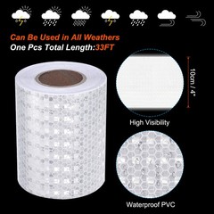 Reflective Tape 4″ x 33 Ft Waterproof High Visibility Safety Tape White
