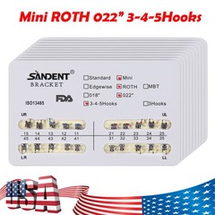 10 packs Dental Orthodontics Metal Bracket Braces Mini MBT 022″Slot Hooks 3-4-5