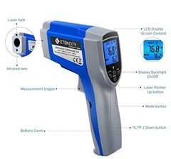 Etekcity LaserGrip 1022 Infrared Thermometer Temp. -58F TO 1022F (-50C TO 550C)