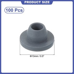 13mm Vial Rubber Stoppers, 100 Pack Mushroom Injection Ports Stopper, Gray