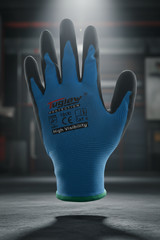 12 Pair DIESEL Blue Safety Gloves Latex Coated Grip Cut Resistant