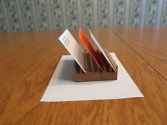 Vintage Wooden Business Card Holder Roosevelt Delicatessen Nassau Rd NY Slogan