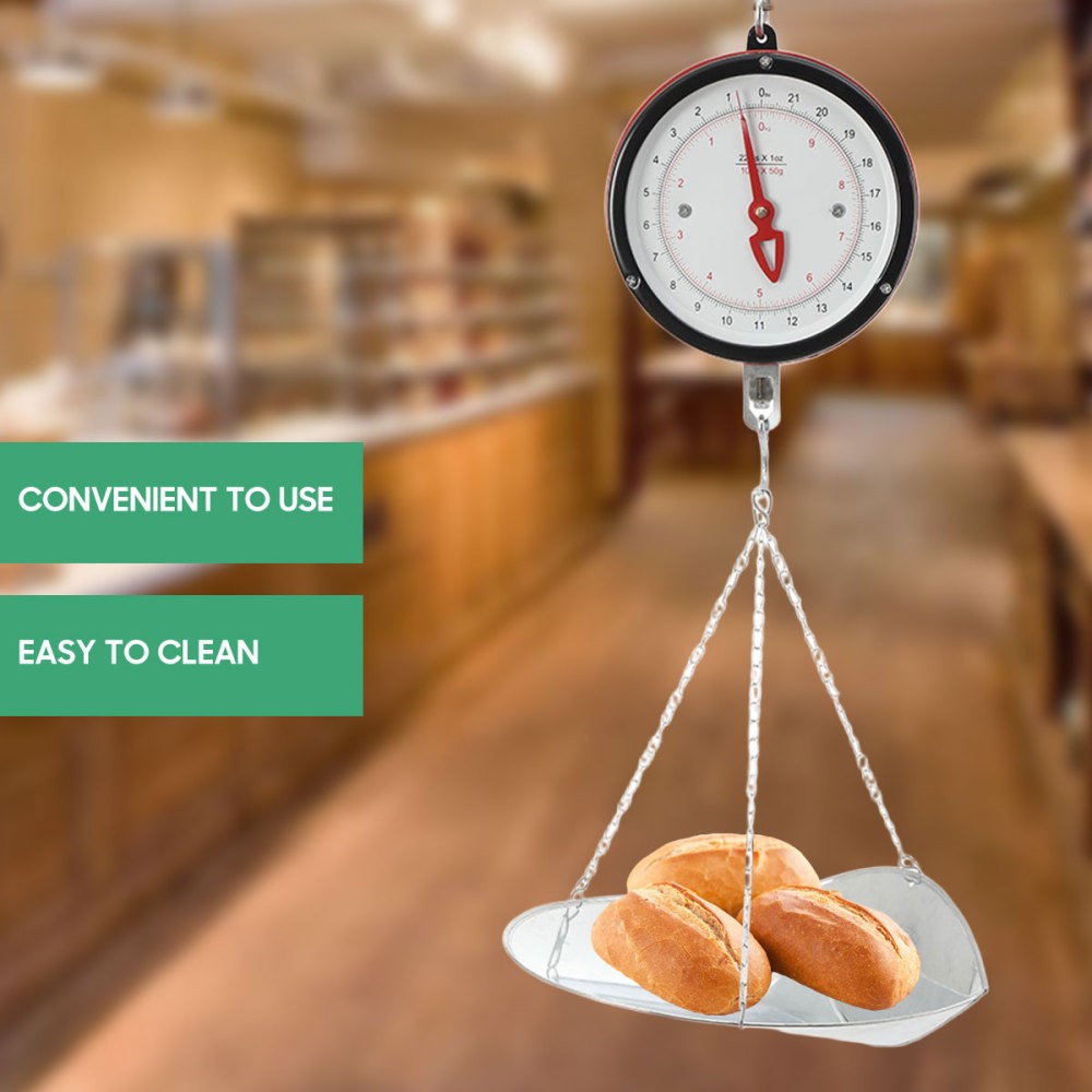 10kg/22lbs Double-sided Supermarkets Dial Hanging Scale Circular Hanging Scale