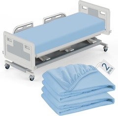Hospital Bed Sheets Fitted 36×84/36×80 Blue Soft for Home/Care Beds/Medical Use