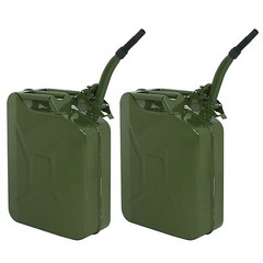 2X 5 Gal 20L NATO Style Jerry Can Gasoline Can Metal Tank Emergency Backup