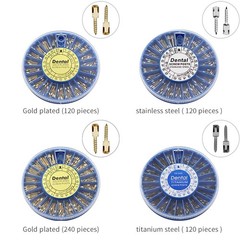120pcs/kit Dental Screw Post Completed Kit Silver/Gold Plated Endo Conical Pins