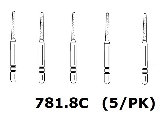 Premier Dental TWO STRIPER Diamond Round End Taper #781.8C 5/PK USA