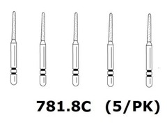 Premier Dental TWO STRIPER Diamond Round End Taper #781.8C 5/PK USA