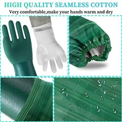 Eiito Extra-long 26 Rubber Pond Gloves, Chemical Resistant Gloves PVC Reusabl…