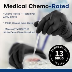 Supmedic Disposable Nitrile Gloves, Chemical Resistant, Small, Small (Black)