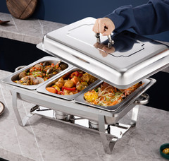 Catering Chafing Dish Food Warmer buffet set 316 Stainless Steel with 3 pan New