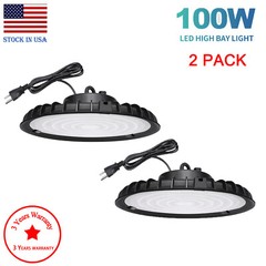 2-Pack UFO LED High Bay Lights – 100W, 6000K, Ideal for Shops & Warehouses & GYM