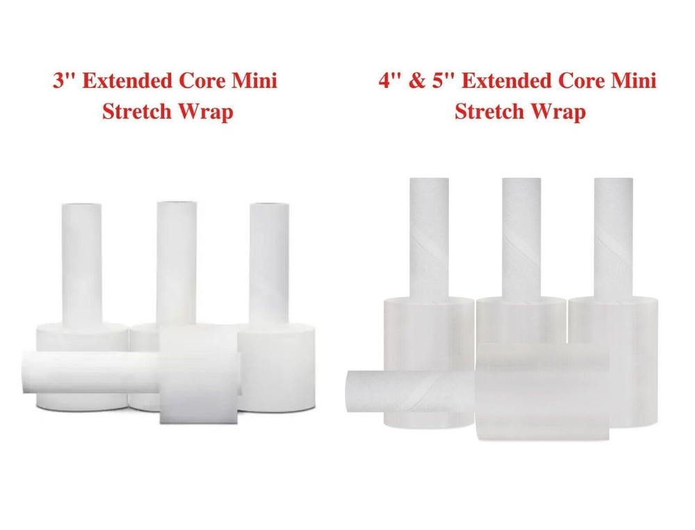 Extended Core Mini Stretch Wrap Shrink Film Clear with Handle – Size & Rolls