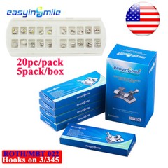 5pack Dental metal brackets roth/MBT orthodontic Mini braces slot.022 hook on345