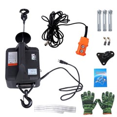 2-in-1 Portable Electric Hoist Power Winch 1100 lbs Wired Remote Control 1500W