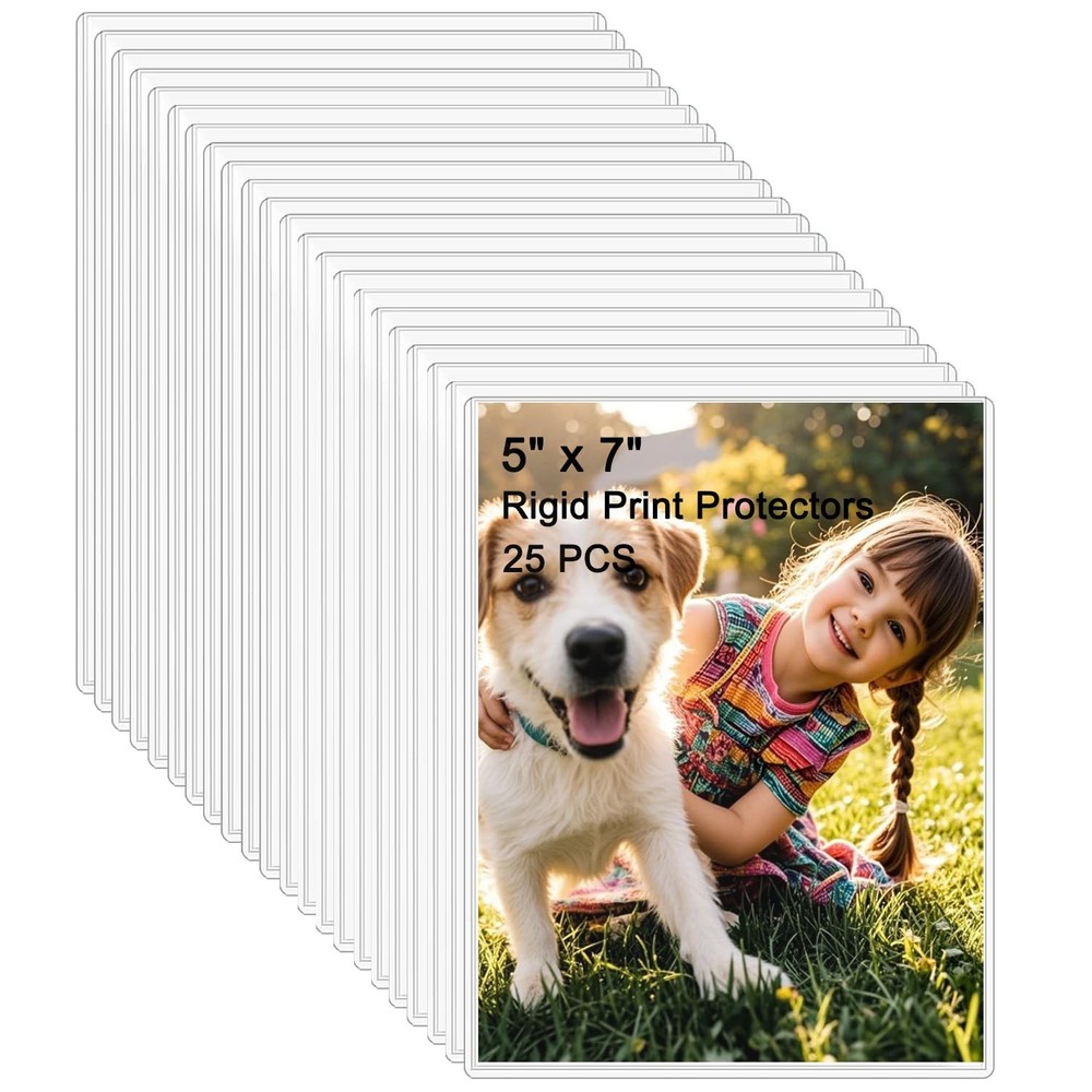 25PCS 5″ x 7″ Clear Rigid Card Sleeves – Waterproof Hard Plastic Protectors f…