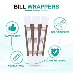 200Pcs Money Band 5000 Dollar Money Bill Wrapper Self-Adhesive Bill Band Brown