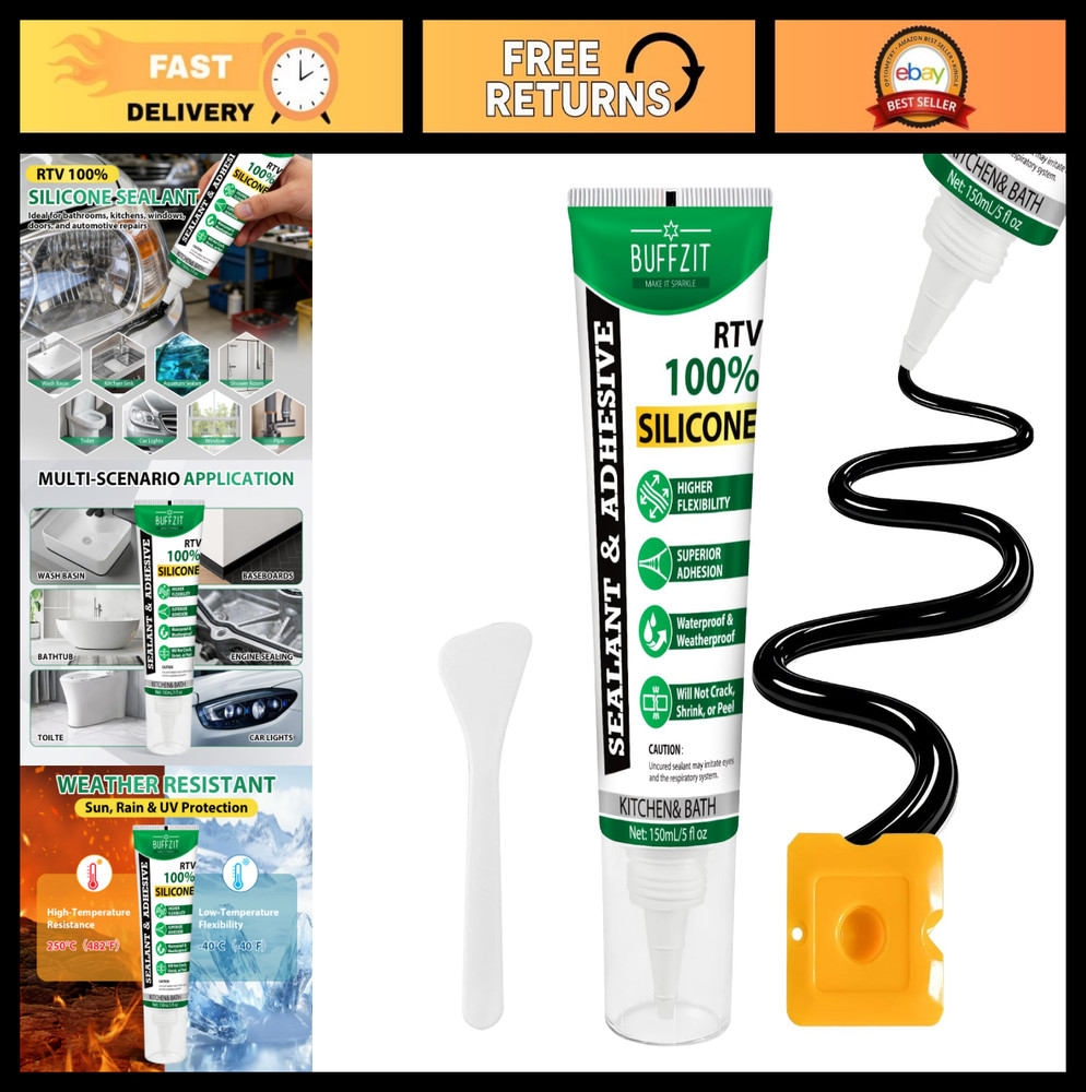 100% Waterproof Silicone Sealant Adhesive – No Gun Needed, Flexible, Strong Bond