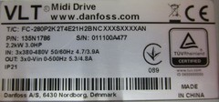 Danfoss 135N1786 FC 280 VLT Midi Drive 460 Volt Three Phase 3 HP 4.8 Amp