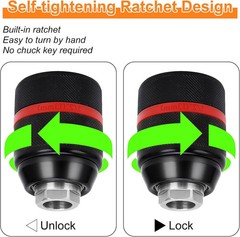 1/2-Inch HA3JAW Keyless Chuck for Bosch SDS-Plus Hammers, 3-Jaw Self-Tighten Dri