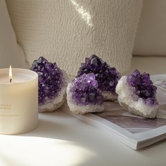 WYJHYZN Amethyst Crystal 2PCS (Approx. 0.882lb–1.15 lb, 0.79”–3.15”) Raw Purple