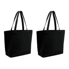REDSINDA Blank Canvas Cotton Tote Bags, 2 17.7 x 13.7 x 5.9 inches, 2 Black
