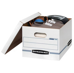Bankers Box Basic Duty Letter/Legal File Storage Box with Lids, 10 Pack, White