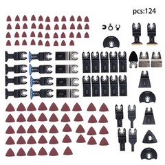 124 × pieces TITANIUM OSCILLATING BLADE SET MULTI-TOOL BLADES WITH SANDPAPER