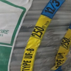 250 Feet 12/3 with Ground UF-B (Direct Burial) outdoor wire 600 volts RoHS compl