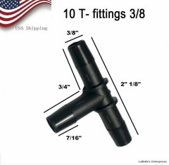 (10) Plastic Hose 3/8″ ID Barbed 3 Way T Shaped Fittings Connector HHO Auto Boat