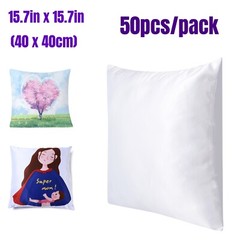 50/Pack 15.7 x 15.7in White Sublimation Pillow Case Blanks for DTF Printing USA
