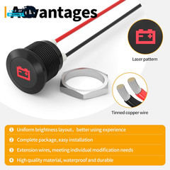12V LED Indicator Light Small Indicator Light Waterproof 1/2″ Panel Cutout